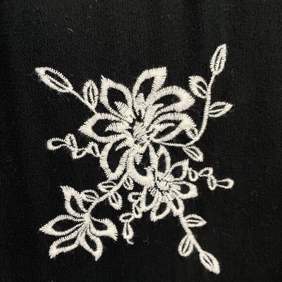 Xhilaration Black with Embroidered Flowers Split Sleeve Gauzy Mini Dress Large - Picture 2 of 9